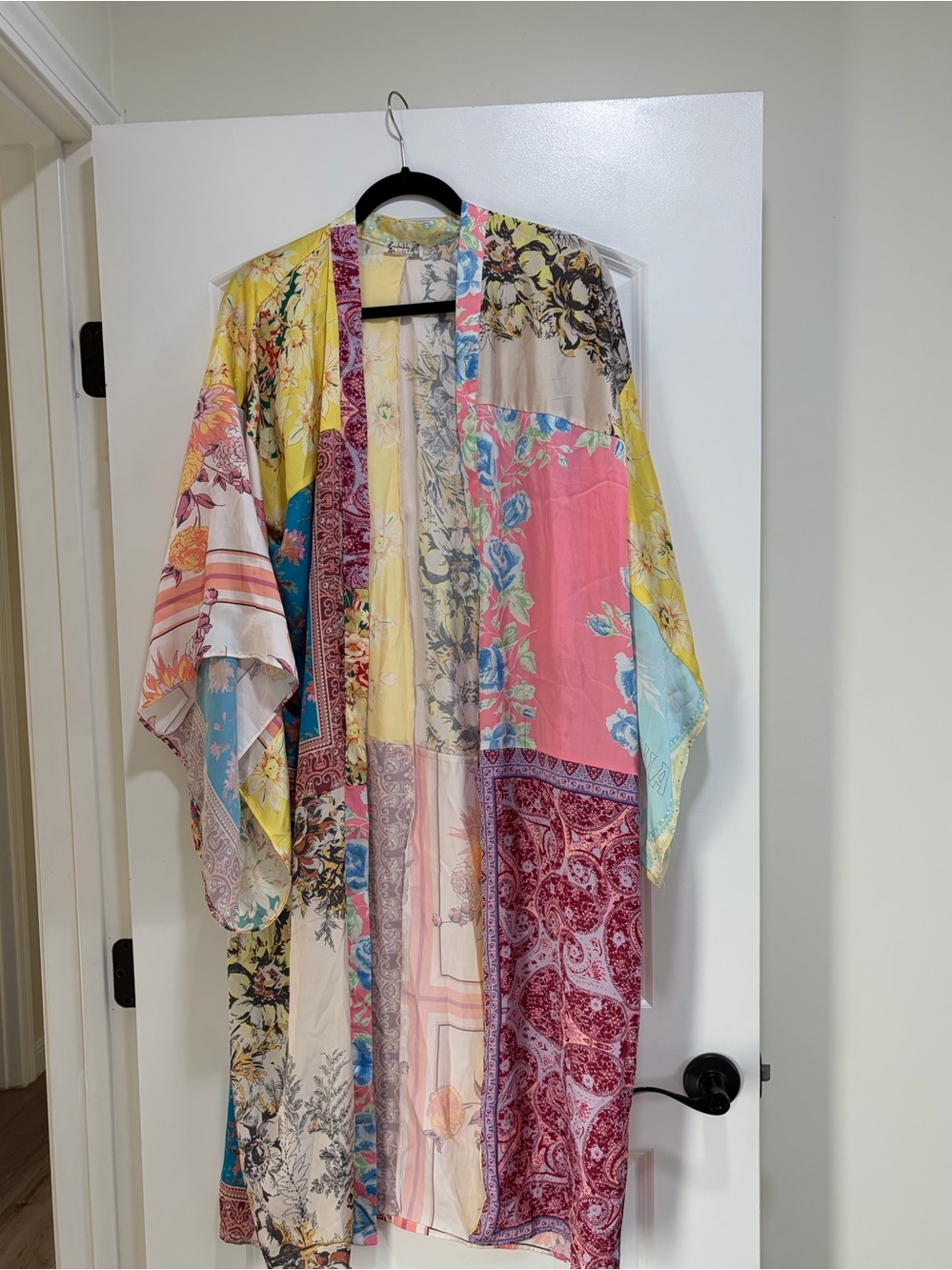 Free People Patched With Love Long Sleeve Open Front Robe Kimono Magic Combo Xs